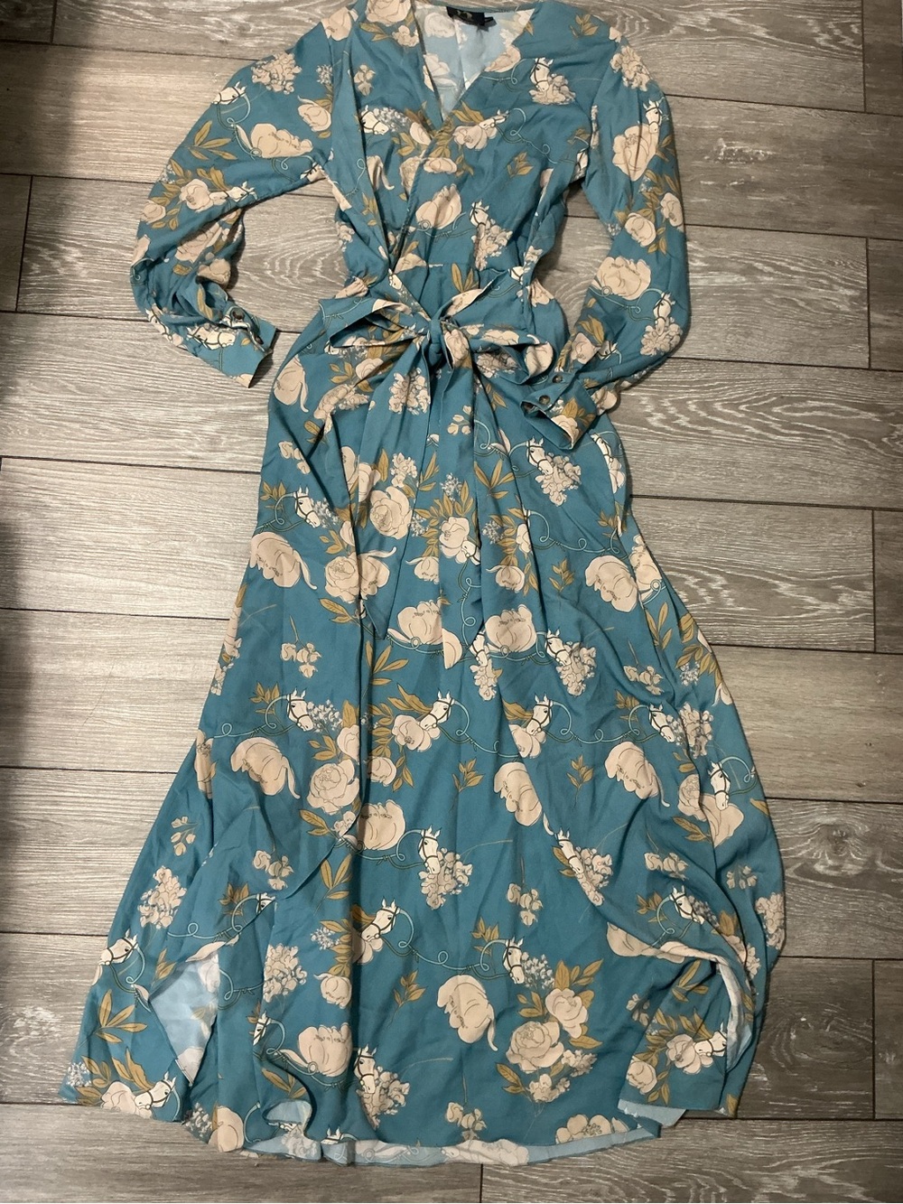 RONNER PORST DESIGN Aurora Collection Jardin Horse Print Long Sleeve Maxi Dress